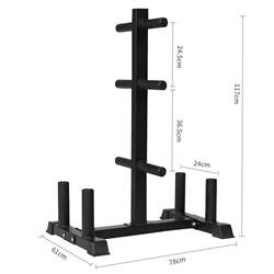 Barbell Plate Rack for Home Use, Vertical Commercial Barbell Bar Storage Rack, Large Hole and Small Hole Dumbbell Plate Storage Rack