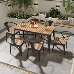 Nordic Outdoor Balcony Table and Chair Set, Open-Air Leisure Courtyard Dining Table and Chairs, Waterproof and Sun-Resistant Garden Outdoor Small Square Table