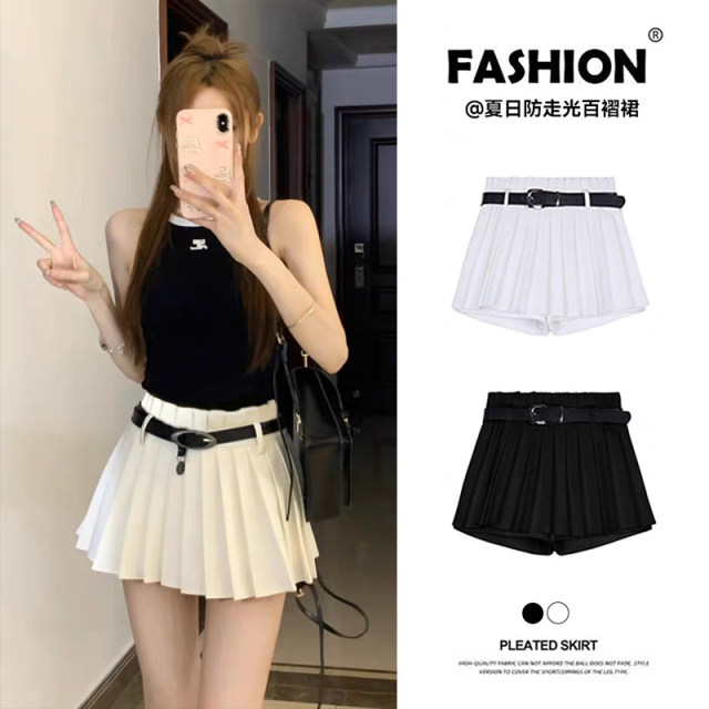 White pleated skirt for women in summer hot girl small jk miniskirt high waist slim a line skirt pure and sexy skirt