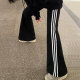 Black micro-flare sweatpants for women in spring and autumn 2025 new horseshoe pants high waist drooping autumn and winter slim fit slim sweatpants
