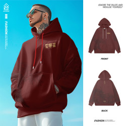 New autumn and winter loose casual velvet hooded sweatshirt for men