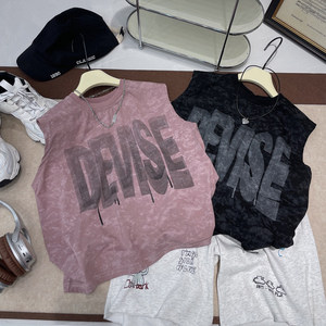 
Boys Retro Tie Dye Sleeveless T-Shirt 2026 Summer Children's Cool Fashionable Vest Loose Casual Cotton Top