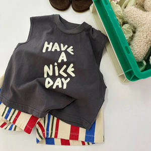 
Boys' pure cotton sleeveless T-shirt summer wear 2026 Korean style casual and stylish baby handsome fashionable children's vest trend