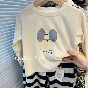 Small and medium-sized children's pure cotton long-sleeved T-shirt for autumn new style for boys and girls cute versatile base shirt thin underwear
