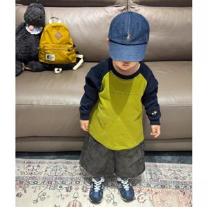 
2026 new autumn clothing for boys and girls, fashionable contrasting long-sleeved T-shirts, baby pure cotton thin bottoming tops