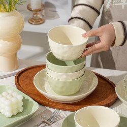 Jingdezhen Ceramic Rice Bowl with Underglaze Color for Home Use, 2026 New Model, High Aesthetic Value, High-Footed, Anti-Scalding Rice Bowl and Noodle Bowl