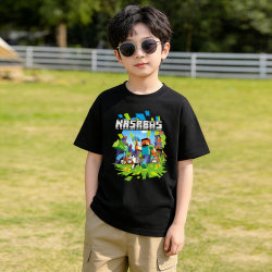My World 100% Pure Cotton Children's Clothing Boys' T-Shirt Short-Sleeve Summer Kids' Large Boys' Half-Sleeve Summer Fashion