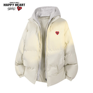 
Charles Heart Fake Two Piece Spliced Cotton Jacket Men's Winter New Thick Warm Casual Cotton Coat Couple Jacket