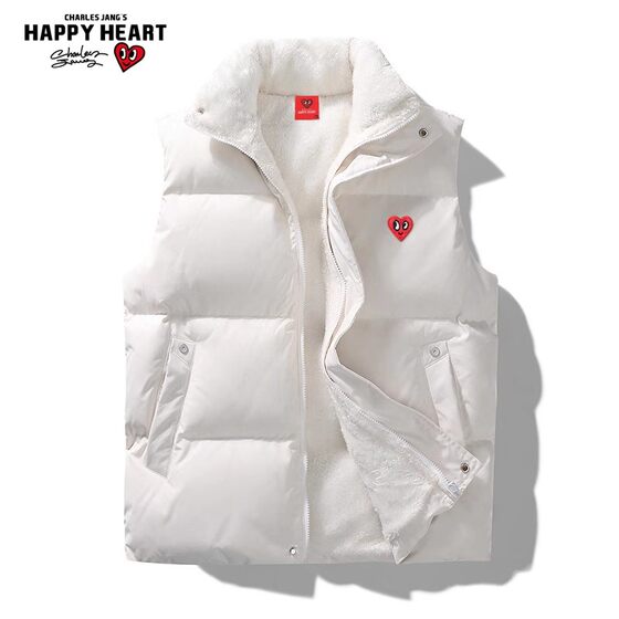 Charles peach heart lamb velvet vest for men and women winter new cold-resistant stand-up collar sleeveless waistcoat couple cotton coat