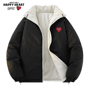 Charles Heart Autumn and Winter Reversible Stand Collar Cotton Clothes Men's Thickened Warm Cotton Clothes Couples Loose Cotton Jackets