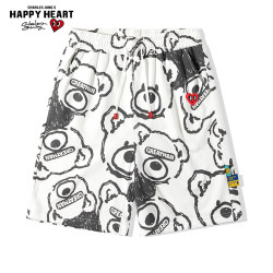 Charles Love Heart Bear Full Print Casual Shorts Men's Summer Loose American Fashion Brand 2025 New Five-Fifth Pants