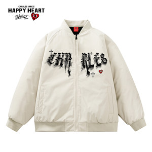 
Charles Peach Heart American retro winter new couple thickened warm windproof baseball collar cotton jacket men