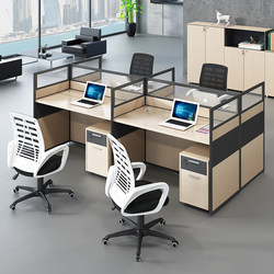 Employee Desk and Chair Set, Cubicle Office Desk with Screen, Staff Desk for 4 People, Office Workstation Desk
