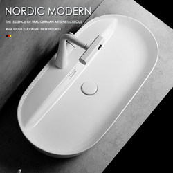 Nordic Ceramic Countertop Basin 80cm Large Size Wash Basin Creative Art Basin Countertop Wash Basin Single Basin Face Wash Basin