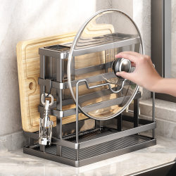 Kitchen Knife Rack Storage Rack Countertop Wall-Mounted Multifunctional Knife Chopstick Holder Spoon Cutting Board Knife Integrated Storage Rack