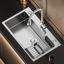 Extra-Large Size Thickened Handmade 304 Stainless Steel Vegetable Washing Basin, Large Single-Slot Kitchen Sink, Extra-Large Dishwashing Sink