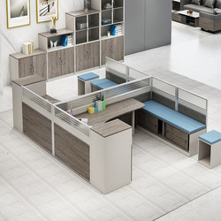 Office Desk and Chair Combination Staff L-Shaped Work Station Financial Screen Desk Deck Grids Room Creative Office Furniture