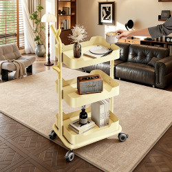 Vintage Snack Cart Storage Rack for Living Room, Mobile Retro Dining Cart, Floor-Standing Layered Beverage Storage Shelf