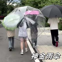Extra-Large Automatic Transparent Umbrella, Wind-Resistant, Korean Style, Fresh, Multi-Person Umbrella, Straight Pole, Ultra-Thick, Special for Heavy Rain