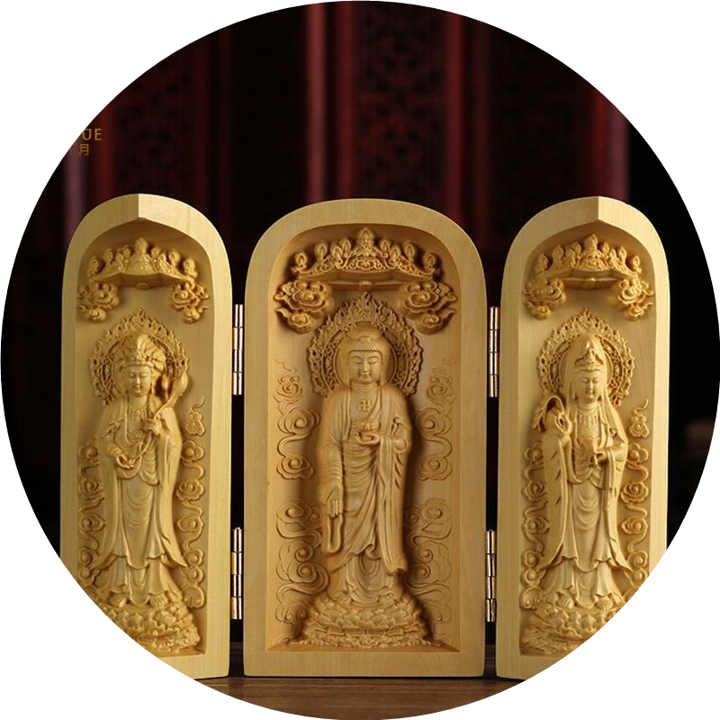 黄楊　６寸　立千手観音 #079 黄楊 6寸 立千手観音 #079 工芸品