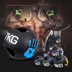 Double-Eared Medicine Ball, Elastic Rubber Ball, Fitness Personal Trainer Anti-Fall Ball, Exercise Arm Strength, Waist and Abdomen Solid Hand-Grip Yoga Ball