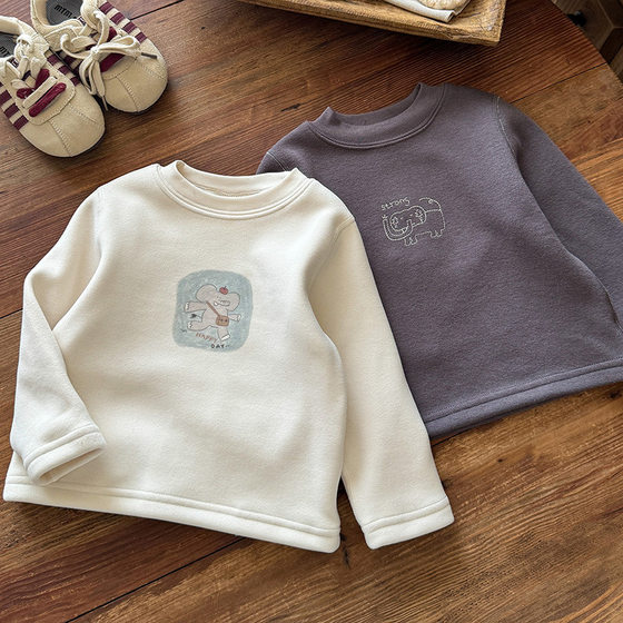 
Baby clothes winter silk bottoming shirt for boys and girls cartoon thickened warm inner half turtleneck long-sleeved T-shirt category a