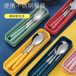 Chopsticks, Spoon, and Fork Set Portable Tableware Three-Piece Set Travel Tableware Portable Tableware for Primary School Students