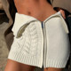 Girlsat18 European and American style front zipper knit knitted skirt 2024 new versatile thin woolen bag hip skirt