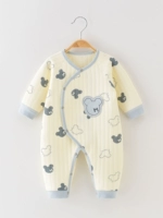Детское удерживающее тепло осеннее демисезонное хлопковое стеганое нижнее белье, пижама для новорожденных, комбинезон