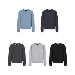 〔 Plus No Logo 〕25Aw 430g New Fiber Shape-Retaining Warm Fleece-Lined Short Wide Pullover Sweatshirt