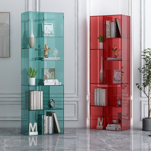 Light luxury acrylic bookshelf floorstanding living room multilayer