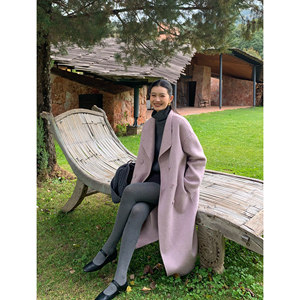 
Pusumede high-end wool double-sided wool coat for women in autumn and winter retro loose mid-length temperament wool coat