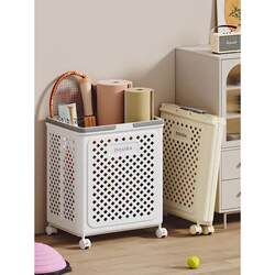 Yoga mat storage basket household wheels foldable large sports and fitness equipment storage rack debris sorting basket