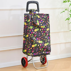 Grocery Cart, Fruit Cart, Small Hand-Pulled Cart, Stair-Climbing Cart, Foldable Household Luggage Cart, Stainless Steel Portable Shopping Cart