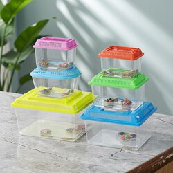 Large, Medium, and Small Portable Plastic Goldfish Tank, Transparent Turtle Tank, Reptile Pet Transport Box, Silkworm Baby Feeding Box