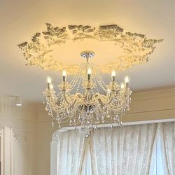 French-Style Light Luxury Crystal Chandelier, Retro Cream Style Living Room Main Light, Unique Dining Room Light, High-End and Elegant Villa Lighting