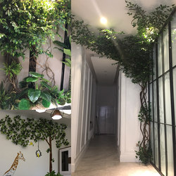 Ficus Leaf Artificial Tree Large Indoor Living Room Decoration Fake Tree Wishing Tree Landscaping Green Plant Plastic Branches Golden Leaves