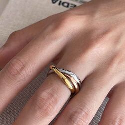 Three-Color Plain Ring, Classic Ring for Men and Women, Trendy Stylish, Neutral Style, Versatile Niche Ring, Plain Ring Jewelry, High-End Feel