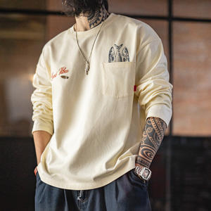 
Madden workwear American printed pocket long-sleeved T-shirt pure cotton comfortable round neck bottoming inner T-shirt men's spring