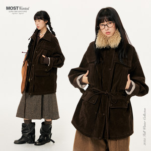 
mostwanted removable fur collar suede mid-length jacket cotton jacket for women 2026 new winter thick coat