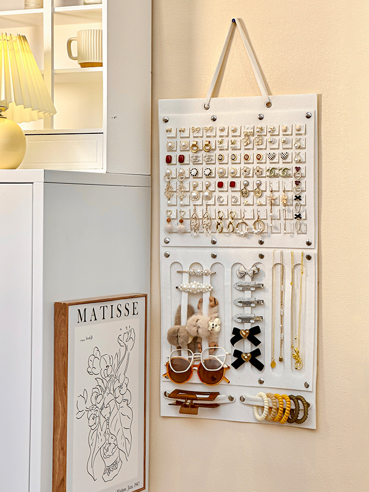 CHICECO ハンギングジュエリーオーガナイザー ファスナー付き大きなポケット 両面ネックレスイヤリング ジュエリーホルダー クローゼット/ドア/壁