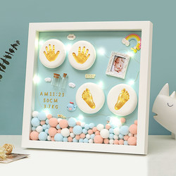 Baby Footprints, Handprints, Hand and Foot Print Clay, Baby Full Month Commemorative Photo Frame, Children's Newborn Hand and Foot Prints, Hundred-Day Ceremony