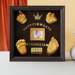 Baby Footprints, Handprints, Hand and Foot Prints, Baby's Full-Month Souvenir, Three-Dimensional Hundred-Day Fetal Hair Footprints, Clay, Newborn Ceremony