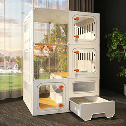 Panoramic Cat Villa Cat Cage for Home Use, Indoor Cat House and Cat Toilet All-In-One, Suitable for All Seasons, Does Not Take up Space, Cat Shelter