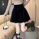 Large size gold velvet A-line skirt showing legs long and short skirt autumn and winter Korean style college style umbrella skirt women's black pleated skirt