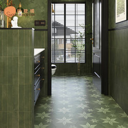 French Retro Green Bathroom Tiles Balcony Kitchen Wall Tiles Bathroom Wall Art Tiles Tiles Non-Slip Hexagonal Tiles