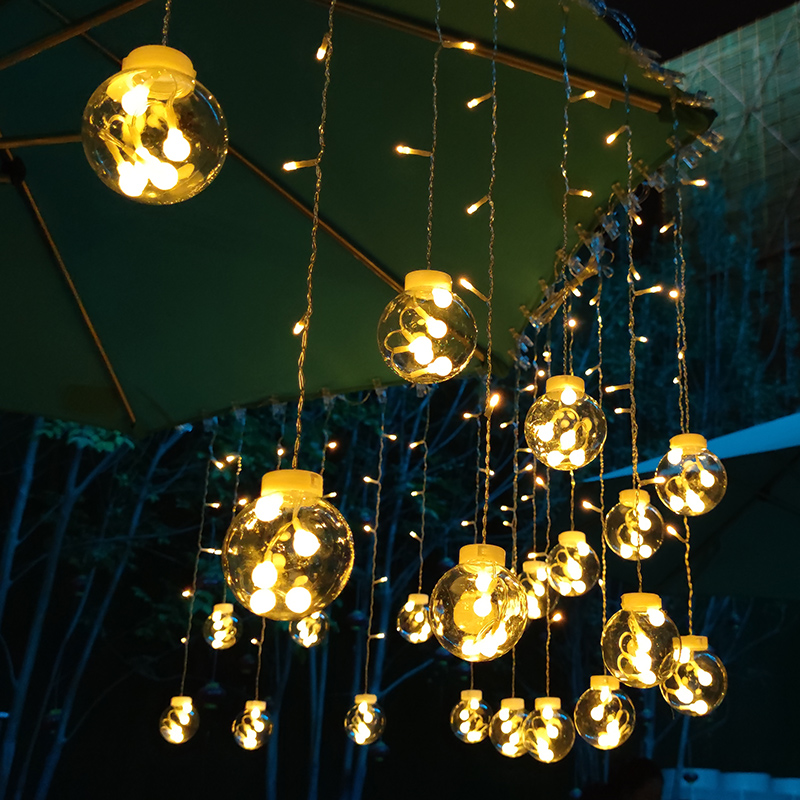 耐候性圧縮リモートストリングライト防水ボールライトストリング 温室ソーラーウィッシングボールライト - 防水LEDガーデンストリングライト