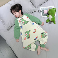 Boys' Dinosaur One-Piece Pajamas, Kidsren's Spring & Fall Pure Cotton Long-Sleeved Anti-Cold Home Clothes, Baby Boy's Baby Sleeping Bag