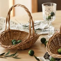 Flower Basket, Straw Woven, Rattan Woven, Handmade Woven Flower Arrangement Basket, Hand-Held Storage Basket, Bamboo Woven Fruit Picking Basket