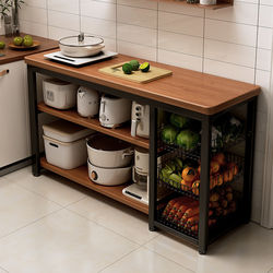 Kitchen Multifunctional Storage Rack, Floor-Standing Cutting Table, Workbench, Microwave Oven, Cookware Storage Rack, Narrow Side Cabinet